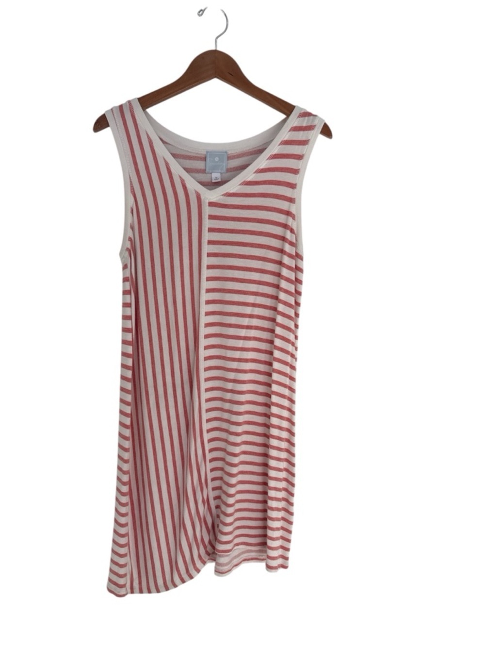Sunday Striped Sleeveless V-Neck Dress in Red and White